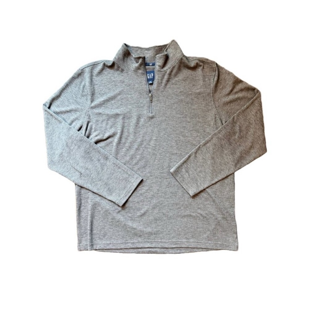 Gap Men's 1/4" Zip, Tight Knit, Relaxed Fit Brown Long Sleeve Pullover, Size XL